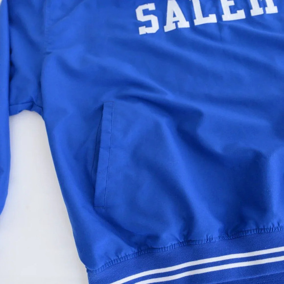 VTG 90S Holloway Blue Embroidered Salem V Neck Windbreaker  Pullover Jacket 2XL - Picture 6 of 10
